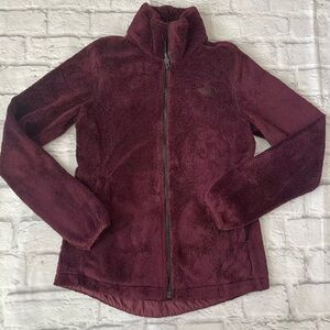 The North Face Burgundy Fuzzy Fleece Full Zip Jacket Womens Size XS READ